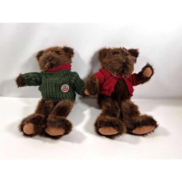 Vintage Commonwealth Toy Co. Christmas Teddy Bears Plush Boy &‎ Girl in Sweaters - Picture 2 of 16
